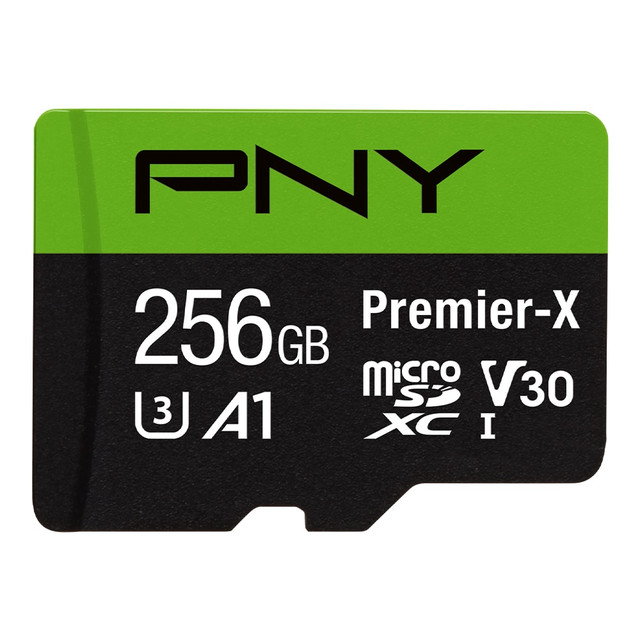 Improve performance and provide expanded memory for your favorite devices with a PNY Premier-X Class 10 U3 V30 microSD Flash Memory Card. Read speeds up to 100MB/s offer support or HD photography and fast app launching.  Expand on-board memory in smartphones, tablets, cameras, drones and more.  Read speeds up to 100MB/s is compatible with HD photography and 4K Ultra HD videography.  A1 app performance allows apps to run directly from the card for faster launch and improved performance.  SD adapter allows for use with SD-enabled host devices.  Magnet-, shock-, temperature- and water-proof.  Backed by the manufacturers lifetime limited warranty.