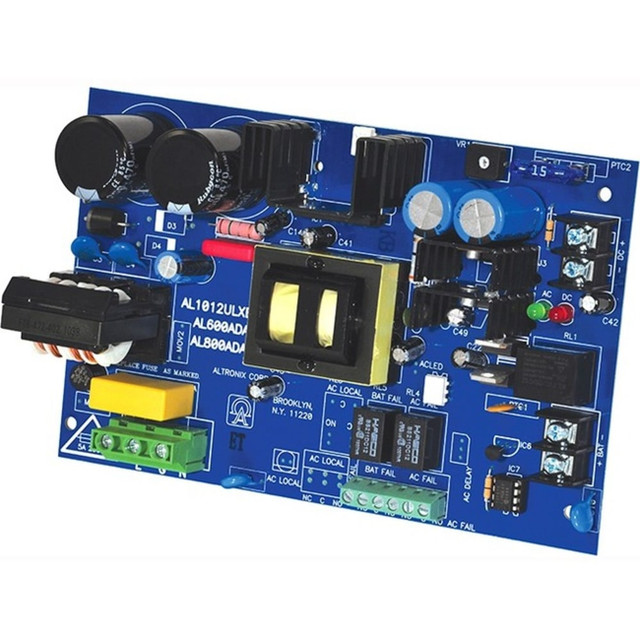 AC and battery monitoring, non power-limited output.  UL Recognized.  Power Supply/Charger Board - 12VDC @ 10A.