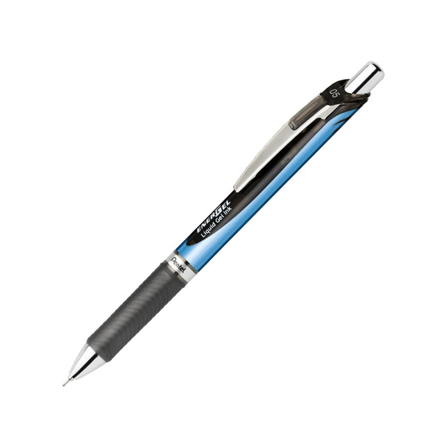 An environmentally conscious pen made from recycled plastic, EnerGel Deluxe RTX pens help you keep track of important details at home or at work. Pentel EnerGel pens can be refilled, so you can keep your favorite pen for years.  High-performance gel ink delivers smooth, clean marks.  Retractable tip allows easy, 1-handed operation.  Barrel features a sleek design with a latex-free grip for comfort.  Refillable for sustained use.  Quick drying to help prevent the occurrence of smears and smudges.  Fine-point pen with black ink delivers precise lines.  Refillable - designed to be used repeatedly, helping you avoid single-use disposables and potentially save money.  Contains Recycled Content - See Specs for Details.