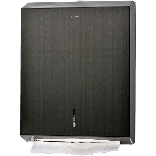 Ensure guests have access to paper towels in your most high traffic areas with an Alpine C-Fold Multi-Fold Paper Towel Dispenser. A sight window alerts you when you are running low, and the lock and key design helps to prevent possible vandalism or tampering.  Stainless steel construction.  Holds up to 400 C-fold or 525 multi-fold towels.  Features lock and key to help prevent tampering and vandalism.  Sight window on the dispensers front to monitor fill level.  Mounts to surface or wall.  Wall mounting design, installation hardware included.  Wide slot at the bottom for easy paper towel pull out.  Dimensions 14.5in  H x 11.2in W x 4in D  Backed by the manufacturer"s 1-year limited warranty.