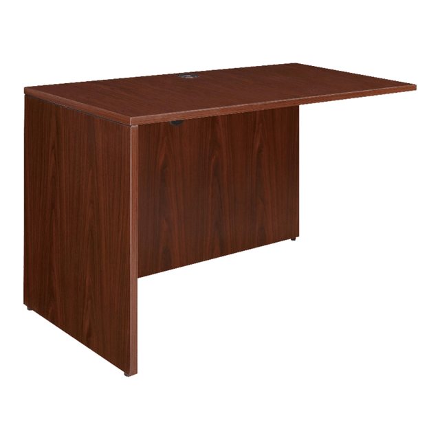 Lorell Essentials Series Reverse Return adds a contemporary touch to your office space.  Use with an Essentials Series Desk to create L-shaped configurations.  Can be configured for left-hand or right-hand placement which must be done at time of assembly.  Easy-to-install design offers fast, simple assembly.  1in thick top is durable to provide excellent support.  A full modesty panel and 2 grommet holes allow for cord routing and concealment.  Metal-to-metal cam-lock connections.  Adjustable floor guides for floor leveling and stability.  Eco-conscious choice - has one or more meaningful eco-attributes or eco-labels.  Assembly required.  Backed by the manufacturers 5-year limited warranty.  High-quality mahogany laminate resists wear-and-tear to maintain a professional look.  GREENGUARD certified - certified for low chemical emissions: UL.COM/GG - UL 2818. Ranked in two tiers: Certified and Gold.  Tested to meet ANSI/BIFMA Performance Standards - Manufacturer testing has been conducted on this product to meet specific performance requirements and safety standards set forth by the American National Standards Institute (ANSI) and the Business and Institutional Furniture Manufacturers.  This product is heavy and/or oversized and may need more than one person to handle.  Less harsh chemicals - made with fewer harsh chemicals, or safer chemicals than typical alternatives, helping  reduce your use of and exposure to substances that may be more harmful to your health and the environment.