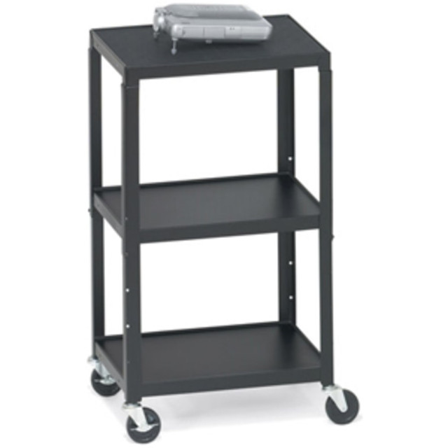 Comes in black color for a sophisticated and dazzling look  High quality steel construction ensure permanence and durability  TV Stand - Built to fit your needs and keep your equipment safe and organized
