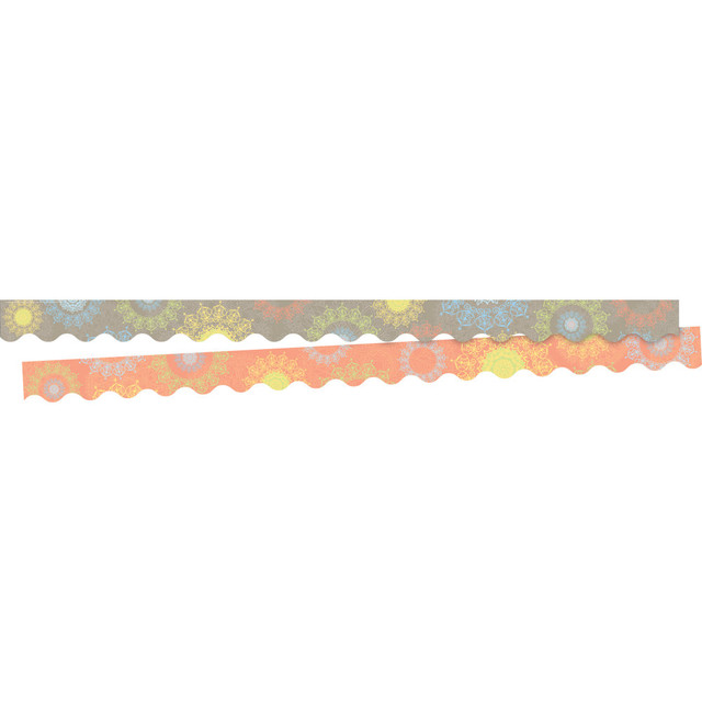 Create a stylish display using these Barker Creek Double-Sided Scalloped Borders. Whether you are decorating for the current season or holiday, these strips add vibrant color to your space.  Used to decorate your office, classroom or party area.  Made from sturdy cardstock for lasting use.  Double-sided design makes it easy to change up the look of your display.  Wavy edge adds an eye-catching touch.  Each pack includes 39ft of borders (thirteen 2-1/4in x 36in strips).  Set of 2 packs gives you a total of 78ft of borders.