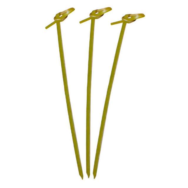 Finish your cocktails and plates of hors d-oeuvres with this elegant knot pick. The knot at the end makes it easy to handle small foods.  Made from bamboo for strength.  Ideal for drink garnishes and small appetizers.  Knot at the end allows easy handling.  Plant-based content - made using tree-free agricultural products or by-products, helping you support innovative use of plants while reducing use of forests or other resources.