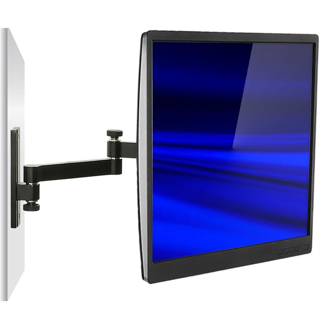 Make sure you get the best view of your monitor or TV screen by installing this mount in your space. The monitor can be tilted, swiveled or rotated to help you see from almost any angle.  Designed for screens between 19in and 30in. Works with TVs and monitors weighing up to 33 lb.  Extends up to 15in to bring your screen closer.  75 mm x 75 mm and 100 mm x 100 mm VESA compatible.  Tightening knob allows you to tighten or loosen with ease, so you can keep your display firmly in place or adjust it frequently if preferred  Tilt or swivel to reduce glare and optimize viewing position