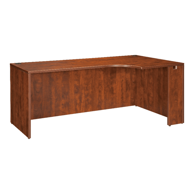 This right corner credenza is part of the Lorell Essentials Laminate Furniture Series with high-quality laminate construction and metal-to-metal, cam-lock connections.  3mm PVC edges and adjustable floor guides.  Can be used in L-shaped configurations.  High-quality laminate construction with metal-to-metal, cam-lock connections.  Pre-drilled holes with metal inserts for easy attachment.  Cherry laminate top is 1in thick for durability.  A full modesty panel and 2 grommet holes in the top allow for cord routing and concealment.  66inW right corner desk features leveling glides for easy moment and proper floor balancing.  Eco-conscious choice - has one or more meaningful eco-attributes or eco-labels.  Simple assembly is required.  Backed by the manufacturers 5-year limited warranty.  GREENGUARD certified - certified for low chemical emissions: UL.COM/GG - UL 2818. Ranked in two tiers: Certified and Gold.  Tested to meet ANSI/BIFMA Performance Standards - Manufacturer testing has been conducted on this product to meet specific performance requirements and safety standards set forth by the American National Standards Institute (ANSI) and the Business and Institutional Furniture Manufacturers.  This product is heavy and/or oversized and may need more than one person to handle.  Less harsh chemicals - made with fewer harsh chemicals, or safer chemicals than typical alternatives, helping  reduce your use of and exposure to substances that may be more harmful to your health and the environment.