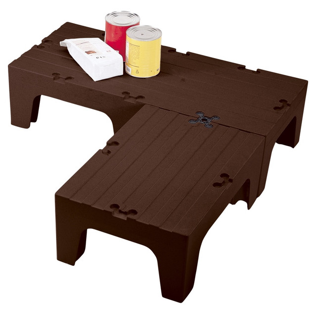 Place this Cambro Solid Dunnage Rack in your freezer, cooler or dry storage space to safely store inventory off the floor. The plastic dunnage rack is resistant to dents, bends and corrosion and is easy to clean, while the included Camlink Connector allows you to link multiple heavy-duty storage racks together.  Plastic dunnage rack is ideal for keeping inventory 12in off the floor, so your products are away from contaminants.  Made of polyethylene for durability and resistance to rust, corrosion and bending.  1-piece, heavy-duty storage rack is easy to clean.  Bulk storage rack is safe for use in temperatures down to -36 deg.F.  NSF-listed design.  Comes with a Camlink Connector, so you can connect multiple racks together (additional racks sold separately).  Weight capacity tested to support 1,500 lb.