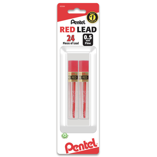 Great for marking papers or for craft projects, these lead refills boast a stylish red color. Use them to replace or replenish the lead in your compatible 0.5 mm mechanical pencil.  0.5 mm point size for precise writing.  Fits most 0.5 mm mechanical pencils.