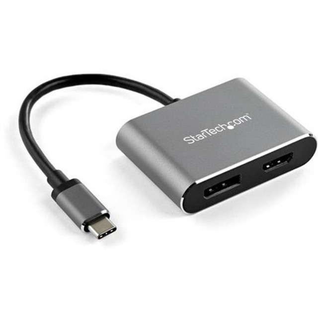 EASY TO USE: USB C (DisplayPort over USB-C) display adapter for TB3 / TB4 / USB Type-C laptop / tablet and supports driverless plug and play in Windows, macOS, ChromeOS, iPadOS and Android; Works with 1080p, HDMI 1.4  FLEXIBLE VIDEO OUTPUT: 2-in-1 portable USB-C multiport video adapter with DisplayPort 1.2 or HDMI 2.0, is the perfect video hub for working from home or office workstations, boardrooms or on the road  COMPATIBILITY: Host must support DP-Alt Mode (confirm with computer manufacturer); Compatible with all major operating systems (Windows, ChromeOS, macOS, Linux), and hardware platforms including Intel, Apple M1 / M2, and AMD  TESTED AND VERIFIED: USB-C adapter tested for peak performance at 4K 60Hz to ensure compatibility with a range of projectors / displays from brands like Samsung, Dell, HP, Lenovo, Asus, Acer, LG, Sharp, Sony  HIGH PERFORMANCE: USB C (DP Alt Mode) to HDMI 2.0 4K 60Hz (UHD) with HDR or DisplayPort 1.2 4K 60Hz HBR2 display adapter on a single monitor with 7.1ch audio; Compatible with HDCP 2.2/1.4 and Thunderbolt 3, 4