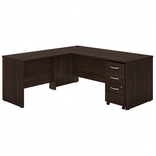 Choose this Studio C L Shaped Desk for a classic design that works with you for years and a contemporary finish that looks great in the modern workspace. Spread out on the spacious L Shaped Desk surface and organize your office with the matching Mobile File Cabinet.  Bundle includes: 72W x 30inD Office Desk, 42inW Desk Return, 3-Drawer Mobile File Cabinet.  Thermally fused laminate finish fends off scratches and stains to protect the office furniture set.  L-shaped desk surface offers space to spread out and integrated cable management to conceal computer cords.  Return attaches to either side of desk to form a left- or right-handed L-shaped layout for your comfort.  Mobile file cabinet includes 2 box drawers with 1 file drawer and rolls wherever you need it.  Mobile File Cabinet locks to secure your letter-, legal- and A4-size paperwork with a file drawer gliding on smooth full-extension ball-bearing slides.  Available in contemporary finishes to fit any work environment.  Assembled Dimensions: 71inW x 71inD x 29-5/6H  Desktop weight capacity tested to support 200 lb.  File drawer weight capacity tested to support 37 lb.  Assembly required.  Commercial quality backed by the Bush Business Furniture 10-Year Manufacturers Warranty. For additional information, please visit: http://www.bushbusinessfurniture.com/ReturnsExchanges  Standard Delivery Service. Furniture is delivered unassembled.  Tested to meet ANSI/BIFMA Performance Standards - Manufacturer testing has been conducted on this product to meet specific performance requirements and safety standards set forth by the American National Standards Institute (ANSI) and the Business and Institutional Furniture Manufacturers.  This product is heavy and/or oversized and may need more than one person to handle.