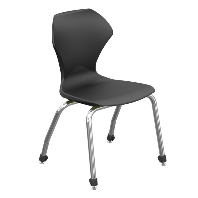 A modern styled chair with a patented ergonomic design providing freedom of movement, functional support and maximum comfort.  Weight capacity tested to support 225 lb.  Contoured polypropylene shell with a contoured back.  Lumbar feature supports your lower back and enhances the natural curve of your spine.  Steel tubular frame with nylon glides offers durability for using year in and year out.  Built-in handhold for simple portability.  Save time - no assembly required.  Overall Dimensions: 30-1/2inH x 19inW x 20inD.  Antimicrobial is an agent that kills microorganisms or stops their growth.