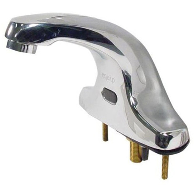 Install the T&S Brass Equip Hands-Free Faucet in your restroom. Hands-free operation minimizes the spread of germs for a more hygienic hand-washing experience.  Deck-mount faucet has 4in centers and a 5in spread cast spout.  Single inlet comes with a sensor module, a spout module and a mixing valve.  Powered by 4 AA batteries (sold separately) or a 100-240 VAC adapter with 144in double power cord.  Includes 1/2in NPSM x 1/4in NPSM x 18in flexible stainless-steel hose and 3/8in compression x 1/2in NPSM x 18in flexible stainless-steel supply hose.  NSF approved.  Backed by the manufacturers 1-year limited warranty.