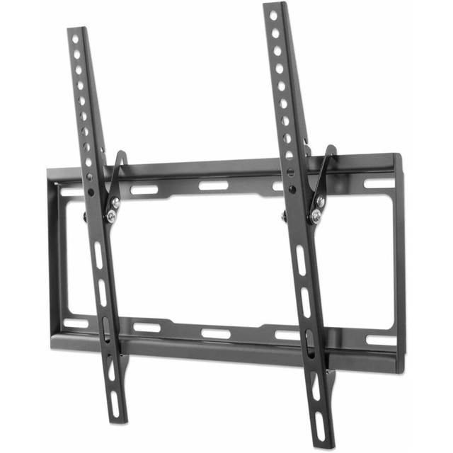 Overcome odd floor plans, annoying glare and awkward furniture placements that can diminish flat-panel TV experiences. This Manhattan Universal Flat-Panel TV Tilting Wall Mount with smooth, one-touch tilt adjustments helps keep images, contrasts and colors clear, sharp and defined. VESA-compliant and constructed of quality materials, Manhattan Universal Flat-Panel TV Tilting Wall Mounts fit a variety of display sizes with a secure and confident above-the-floor installation. Ideal for residential, office, hospitality, classroom, conference room, digital signage and other commercial applications, Manhattan Universal Flat-Panel TV Tilting Wall Mounts bring high-performance LCD or plasma TV enjoyment front and center.   Suits the monitors with 400 x 400 mounting hole pattern  Can withstand a maximum weight of 77 lb  Compatible with the screen size of 55in
