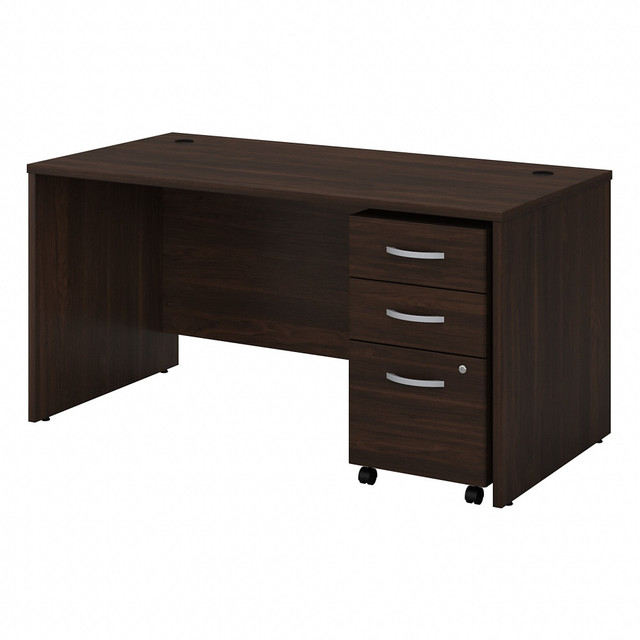 Choose the Studio C Office Desk with Mobile File Cabinet for a durable design that works hard for years and a fresh finish that looks great anywhere. With a thick surface, an extended modesty panel and clean lines, the Office Desk conveys a classic look but adds a contemporary finish to meet the style needs of the modern workspace.  Thermally fused laminate finish fends off scratches and stains to protect the office furniture set.  Office Desk surface offers space to spread out and integrated cable management to conceal computer cords.  Desktop weight capacity tested to support 200 lb.  Mobile File Cabinet locks to secure your letter, legal and A4 size paperwork with a file drawer gliding on smooth full-extension ball-bearing slides.  Mobile File Cabinet includes 2 box drawers with 1 file drawer and rolls wherever you need it.  File drawer weight capacity tested to support 37 lb.  Available in your choice of several contemporary and traditional finishes to fit any work environment.  Brushed Nickel hardware complements the finish.  Commercial quality backed by the Bush Business Furniture 10-Year Manufacturers Warranty. For additional information, please visit: www.bushbusinessfurniture.com/ReturnsExchanges  Assembly required.  Standard Delivery Service. Furniture is delivered unassembled.  Assembled Dimensions: 59-9/20inW x 29-3/8inD x 29-7/8inH  Tested to meet ANSI/BIFMA Performance Standards - Manufacturer testing has been conducted on this product to meet specific performance requirements and safety standards set forth by the American National Standards Institute (ANSI) and the Business and Institutional Furniture Manufacturers.  This product is heavy and/or oversized and may need more than one person to handle.