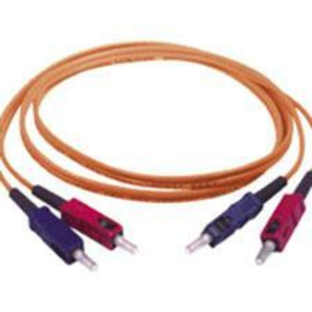 Cost-effective solution that provides higher bandwidth and transmission rates and supports longer distances with lower loss than 62.5/125 fiber. Specifically designed for use with today's narrower aperture components, this cable is fully compatible with multimode applications. The patented injection molding process provides each connection greater durability in resisting pulls, strains and impacts from cabling installs. Each cable is 100% optically inspected and tested for insertion loss before you receive it. A pull-proof jacket design surrounds the popular 50/125 multimode fiber, immune to electrical interference.