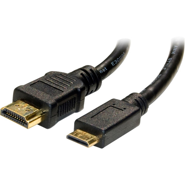 Bandwidth of 10.2/8.16Gbps  10-foot length with a slim 0.23-inch (5.8mm) cable OD  Supports HDMI 1.4  Passive cable with bidirectional functionality  Lightweight cable  Premium gold-plated connectors for optimal signal quality  Durable PVC jacket and aluminum-mylar foil shielding  Mini-HDMI (Male) to HDMI (Male) connectors for versatility  Lifetime warranty