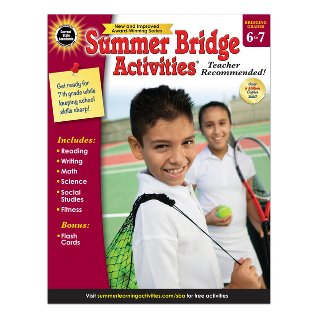 Designed to keep kids mentally and physically sharp while preventing a summer learning gap. Includes daily exercises that are a great way to give your child a head start on the next school year.  Daily 15-minute exercises help provide an edge to give your child a more successful upcoming school year.  Fun activities help ensure children are mentally and physically active during the summer. Kids can learn to set goals, develop character and practice their fitness by exploring outside.  Hands-on exercises can be completed just about anywhere.  Helps prevent summer learning loss, so kids are ready to go when the new school year comes around.  Includes 12 weeks of activities to keep kids busy all summer long.  Designed for students about to enter grade 7.  Activities include reviewing dividing fractions and using parentheses and learning new skills, like probability and word analogies.