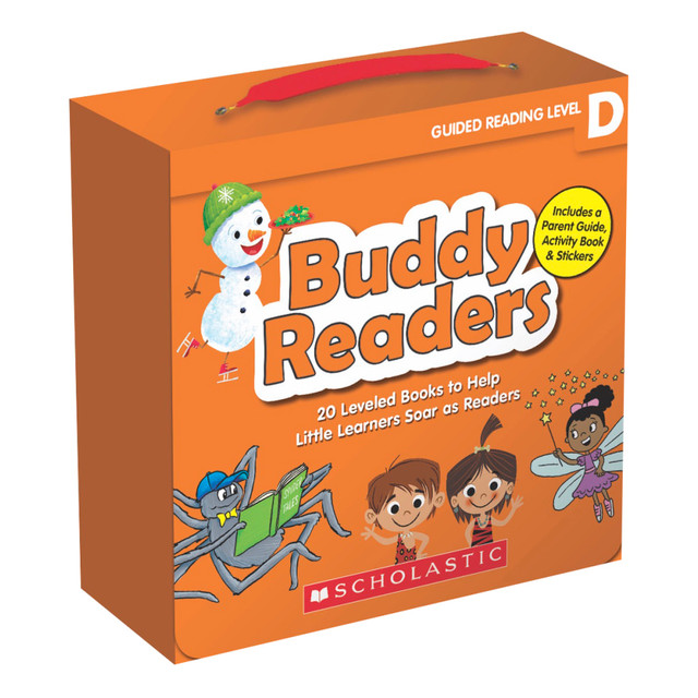 Encourage reading with the Scholastic Buddy Readers books. With 20 tales to choose from. these books help students develop their reading skills at the D level.  Contains 100 books (5 copies of 20 tales) for kids at a D reading level.  Helps student develop their reading skills.  Includes a parent guide and activity book for additional learning,