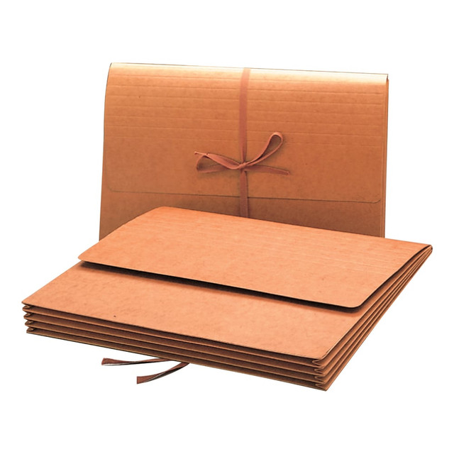 Perfect for transporting documents within the office or outside the office, the Smead expanding wallet with flap helps important papers remain confidential and secure. The wallet is durably made for reliable use.  Front and back are reinforced to keep your important papers secure.  Redrope with reinforced Tyvek gussets.  Cloth tie closure secures contents.  Includes a redrope, Expanding wallet for work, school or personal use.  Greener choice contains a minimum of 30% postconsumer recycled content.  Measures 9 1/2in by 14 3/4in in size with a 3 1/2in expansion to make sure all your papers can fit.  Contains Recycled Content - See Specs for Details.