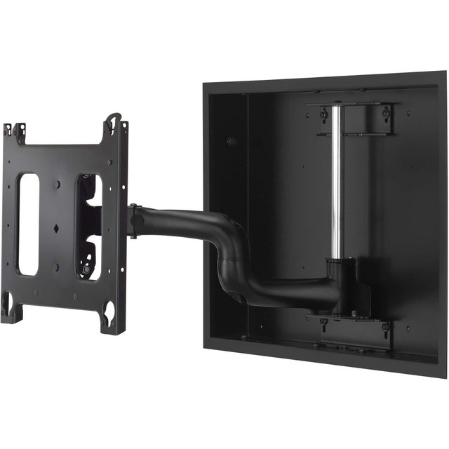 Versatile display compatibility. Accommodating flat panels up to 65in or 165.1 cm, this mounting component ensures a wide range of display sizes can be securely and aesthetically displayed.  Seamless integration. Designed for in-wall mounting, the 22in In-Wall Monitor Arm Displays Mount offers a sleek, flush appearance that integrates into any room without the clutter of external mounts.  Robust construction. With a maximum load weight of 57 kg, the mount provides a sturdy and reliable solution for mounting heavier displays, ensuring peace of mind and a stable viewing experience.
