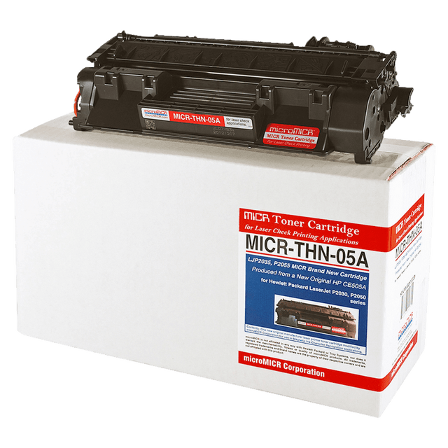 Compatible Troy Systems models: 2035 Micr, 2055 Micr, 2055dn Micr, 2055dtn Micr.  .    For use in HP LaserJet P2030 Series  Also works in P2050 Series  Yield is approximate  MICR for security  Yields up to 2,500 pages.  Specially made for encoding checks. Replaces regular toner with special Magnetic Ink Character Recognition toner.  Printing your own encoded checks saves you the expense of ordering pre-encoded checks. All you need is the MICR toner, blank check stock and the MICR font installed on your printer. The iron oxide in the toner allows the magnetic reader sorter at your bank to read the symbols at the bottom of the check.  Remanufactured - made from quality recovered cartridges, helping you save resources, reduce waste and potentially save money.  Recycling solution - designed to encourage recycling, helping you divert materials from landfill.