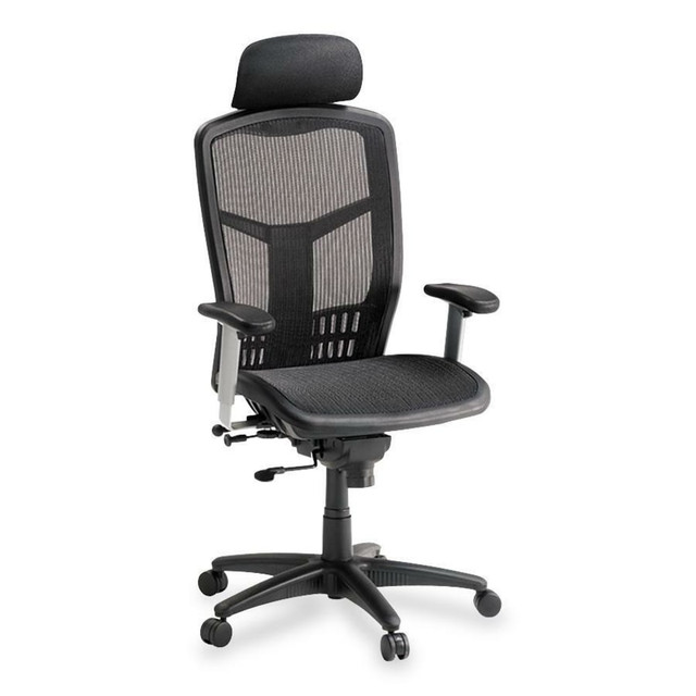 Breathable mesh back and seat for cool comfort all day long!  Upholstered headrest adjusts in height.  Padded arms adjust in height and width.  1-touch seat-height adjustment, seat glide mechanism, 360 deg. swivel, tilt tension and synchronized knee tilt.  Plastic-coated steel frame.  Tested to meet ANSI/BIFMA Performance Standards - Manufacturer testing has been conducted on this product to meet specific performance requirements and safety standards set forth by the American National Standards Institute (ANSI) and the Business and Institutional Furniture Manufacturers.