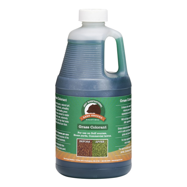 Restore the color of old, faded grass with Just Scentsational Green Up Grass Colorant. The water-resistant formula resists fading for long-lasting vibrancy.  Colors brown grass to a lush green.  Dries quickly. Water-resistant when dry.  Will not fade or turn blue after application.  Safe for use on all types of grass and turf.