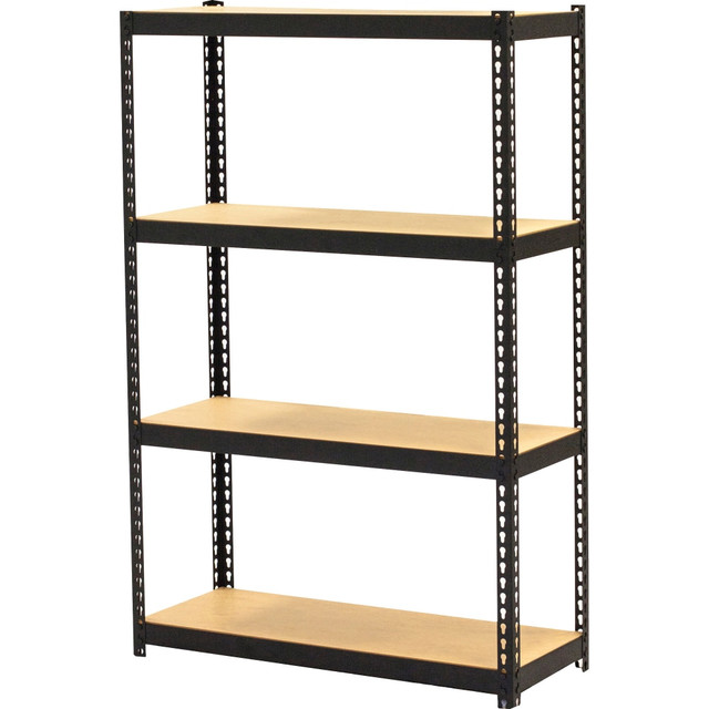 200 lb. capacity per shelf to hold heavier supplies  Covered by Lorell Limited Lifetime Warranty  Narrow to fit almost anywhere  Strong and rigid with riveted steel frame  Contains Recycled Content - See Specs for Details.