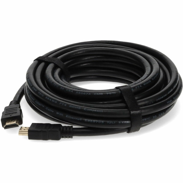 AddOn 50ft HDMI Cable - HDMI with Ethernet cable - HDMI (M) to HDMI (M) - 15 m - black.   Fully compatible with blu-ray players  For exceptional quality, upright compatibility and reliability use this A/V Cable  With HDMI, transfer high-quality pictures and 3D sound effects simultaneously at a high-speed