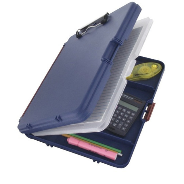 Helps to keep personnel organized while in the field  Strong low profile clip with rubber grips holds up to 1/2in paper securely.  Internal compartment cover securely holds letter size paper. 6 smaller storage compartments hold supplies.  Snap closure keeps materials secure and safe from weather.  Durable polypropylene construction.