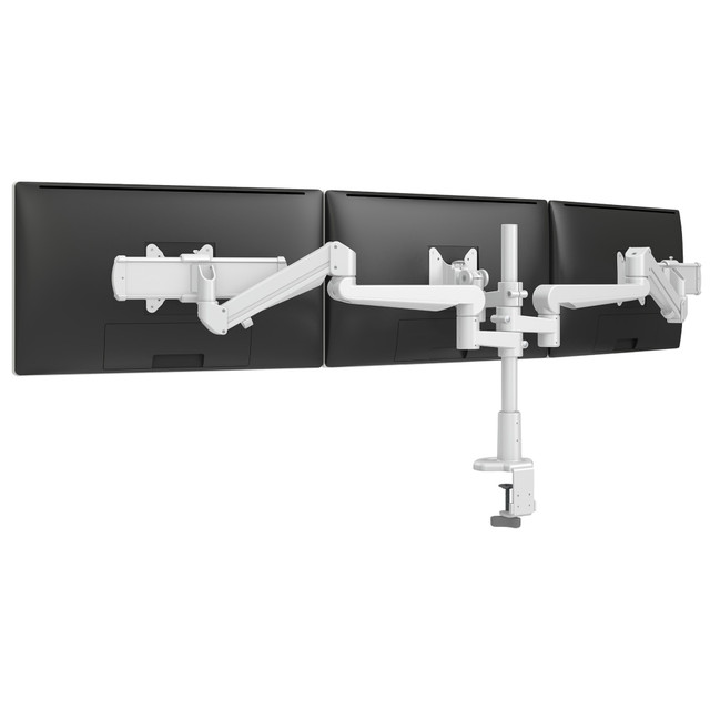 Set up your monitors with the Fellowes Evolve3 FMS Triple Fixed Motion Slider Monitor Arm. This arm is made of steel for durability, and it has universal components that allow for quick reconfiguration in the field.  Universal fixed, motion and slider components allow for quick reconfiguration.  Made of durable steel.  Meets BIFMA x5.5 guidelines.  Backed by the manufacturer's limited lifetime warranty.  This product is heavy and/or oversized and may need more than one person to handle.