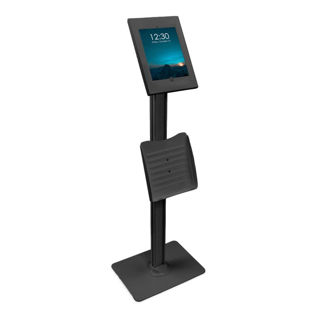 Use the Mount-It! Anti-Theft Tablet Kiosk with Document Holder for iPad/iPad Air/iPad Pro in your office or retail store. This secure tablet kiosk is made of sturdy steel and aluminum and can be bolted down. The universal enclosure can accommodate a range of iPad models.  Tablet floor stand protects the tablet from tampering or theft in public areas.  Made from high-strength steel and aluminum for lasting use.  Rotating and tilting head allows for various viewing angles and orientations.  Can be bolted down for extra security.  Includes a literature holder for brochures or pamphlets.  Unique universal lockable enclosure is compatible with iPad Pro (10.5in, 11in), iPad air (10.5in, 10.9in), iPad 10 (10.9in), iPad 9 (10.2in), iPad 8 (10.2in) and iPad 7 (10.2in).  Weight capacity tested to support up to 2.2 lb.  Assembly required.