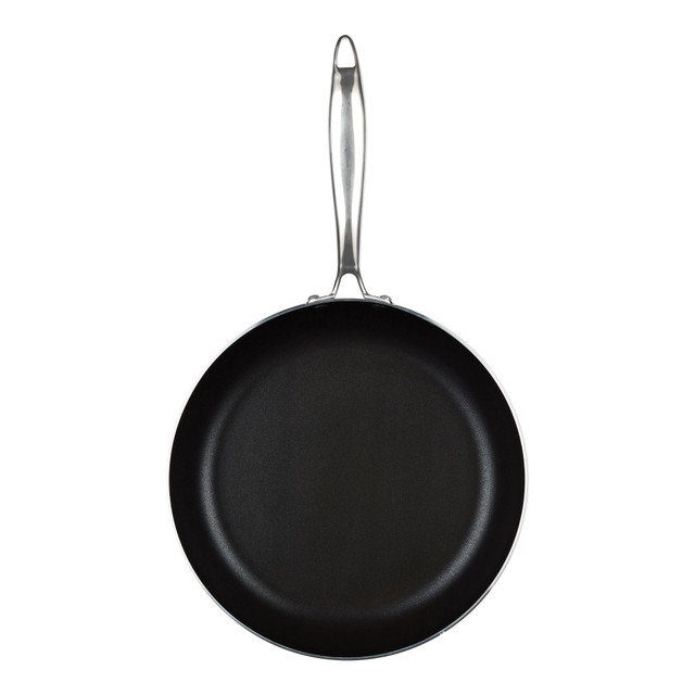 Make tasty meals quickly and consistently with a Vasconia Urban Aluminum Nonstick Skillet. Its aluminum construction heats evenly and is oven safe up to 475 deg.F for versatile applications.  Made of heavy-gauge aluminum for fast and even heating  Features 5 layers of nonstick coating for easy food release.  Oven safe up to 475 deg.F. Suitable for all ranges except induction.  Use dual-riveted stainless steel handle for safe maneuvering.  Dishwasher safe.  Black color goes well with most other kitchen appliances.