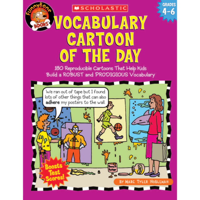 What better way to make vocabulary words stick than through funny and engaging cartoons?  Just 1 cartoon a day, complete with clear, simple definitions and sentences, will help build students vocabulary and boost their reading, writing and test-taking skills.