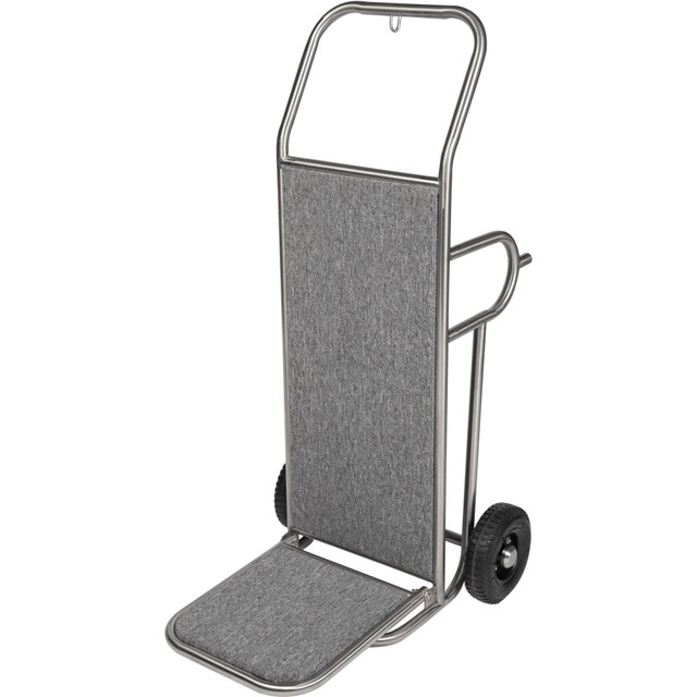 Load and unload product with the CSL Bellman's Hand Truck. The truck is made of stainless steel for durability, while the hoop leg design makes the loading process easy. The 8-inch pneumatic caster wheels deliver smooth mobility.  Made of stainless steel for durability.  Hoop leg design allows for easy loading.  Fold-up drop nose provides compact storage.  8-inch pneumatic caster wheels enable smooth mobility.  Weight capacity tested to support 800 lb.  Backed by the manufacturer's 1-year limited warranty.