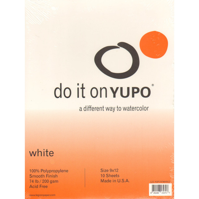 Watercolor pads guard against the damage moisture can typically cause delicate paper, providing a stable surface for your artwork. Choose this Yupo pad whenever inspiration strikes to create bold, vibrant paintings.  Smooth, waterproof paper designed for watercolor painting.  Synthetic construction made of 100% polypropylene.  Acid free to help prevent yellowing and fading.  Each pad measures 9in x 12in and includes 10 sheets (customer receives pack of 2 pads).
