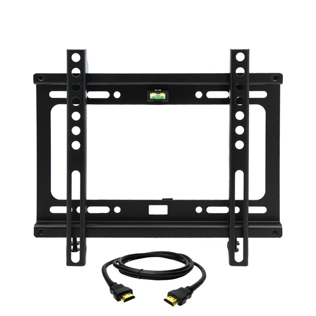 Use this MegaMounts Fixed Wall Mount to securely display your 17in to 42in TV in a low-profile manner. The wall mount is equipped with a bubble level to ensure easy centering.  Provides sturdy wall-mounted support for your LCD, LED or plasma TV.  Designed for 17in to 42in flat-panel TV weighing up to 60 lb.  Metal construction for rugged durability.  Places your TV just 0.8in from the wall.  VESA Max hole pattern 200 x 400.  Equipped with a bubble level.  Comes with wall mount, mounting hardware and an HDMI cable.  Backed by the manufacturers 90-day limited warranty.
