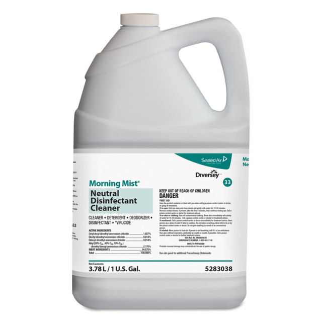 Use this cleaner, disinfectant and deodorizer in your space to send grime, mold, mildew and bacteria packing. The cleaner features a pH-neutral formula and is able to leave glass, metal and plastic surfaces looking like new.  Kills bacteria and viruses on most hard surfaces, including ceramics, enamel, glass, grout, laminates, metal, plastic, fiberglass, vinyl and plaster. Works to clean grime, dust, fungus, germs, mildew, organic matter, mold and water-based soil.  pH-neutral formula is free of phosphate.  Can be applied with a mop, cloth or sponge or used with a trigger spray or pressure sprayer.  Fresh scent makes each surface smell great.  Meets hospital-grade standards for disinfectants.