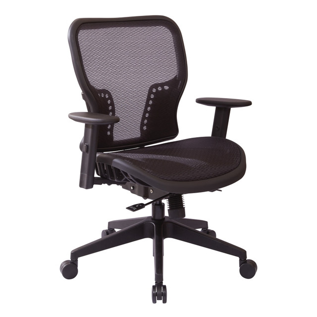 Create a comfortable work environment with this mid-back office chair. The height-adjustable chair features tilting capabilities to help you find the right position. The ergonomic office chair has casters to move smoothly around your space.  Overall Dimensions: 42inH x 28inW x 23inD.  Ergonomic design allows for comfort throughout the day.  Recommended for professional use 8-10 hours per day.  Weight capacity tested to support 275 lb.  Built-in lumbar support.  Mesh Air Grid seat and back.  1-touch pneumatic seat-height adjustment.  2-to-1 Synchro tilt control features adjustable tilt tension.  4-way PU, padded, flip-up arms are adjustable.  Heavy-duty, angled nylon base offers oversized dual-wheel carpet casters.  Assembly required.  Backed by the manufacturers lifetime limited warranty.