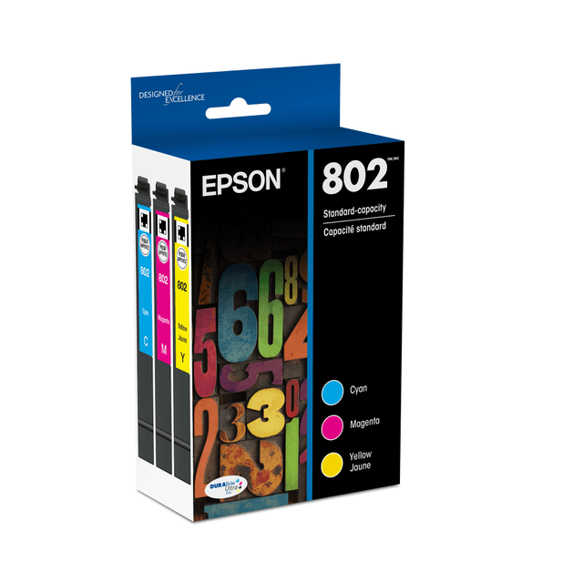 Compatible Epson models: WorkForce:  Pro EC-4020,  Pro EC-4030,  Pro EC-4040,  Pro WF-4720,  Pro WF-4730,  Pro WF-4734,  Pro WF-4740.  .  For high quality results, each and every time!  Better quality than the lab.  Worry-free handling - smudge, fade and water resistant prints.  Convenient individual ink cartridges  DuraBrite ink is resistant to smudging, fading and water.  Includes 1 cartridge each of cyan, magenta and yellow.  Recycling solution - designed to encourage recycling, helping you divert materials from landfill.