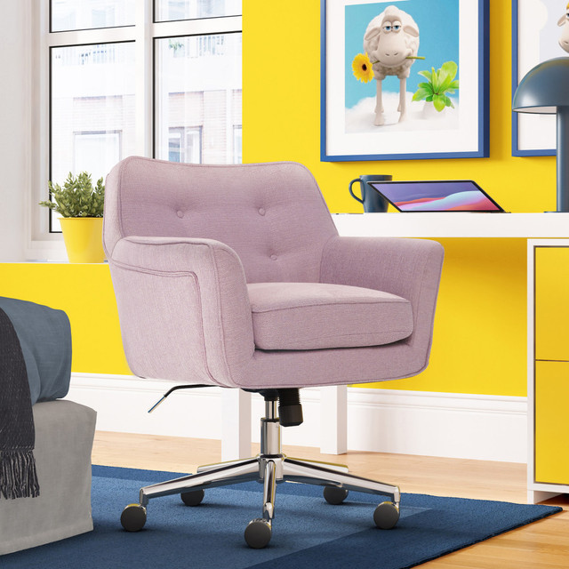 A comfortable office chair is a simple way to help maintain your energy and focus during a busy day. The memory foam cushions help make sure that you can stay relaxed and properly supported as you work.  Overall Dimensions: 36 3/4inH x 25 1/2inW x 28 1/4inD.  Weight capacity tested to support 250 lb.  Lumbar feature supports your lower back and enhances the natural curve of your spine.  Fabric-covered memory foam seat offers cushioned comfort.  One-touch pneumatic adjustments help you find the proper height.  Tilt adjustments make it easy to change your sitting angle.  Padded arm rests offer support for your arms and wrists as you type.  Stainless-steel base offers a sleek, modern look, while the casters give easy 360 deg. mobility around your office.  Assembly required.  Twill upholstery provides a soft feel.  Tested to meet ANSI/BIFMA Performance Standards - Manufacturer testing has been conducted on this product to meet specific performance requirements and safety standards set forth by the American National Standards Institute (ANSI) and the Business and Institutional Furniture Manufacturers.