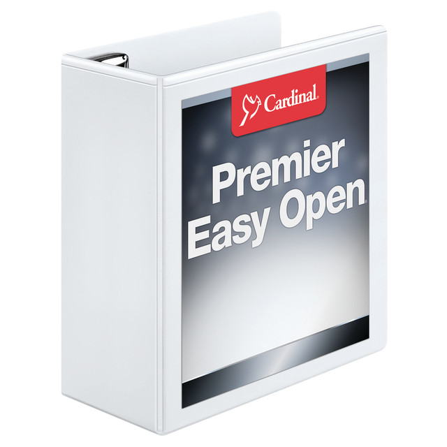 Extra-strong, One-Touch Slant-D rings open, close and lock with 1 simple motion in this Cardinal EasyOpen ClearVue locking D-ring view binder. Add a cover page with some style to the front or back, or add a spinal title with the ClearVue overlay.  EasyOpen design means less hassle. Rings are so simple to maneuver. Locking mechanism is engaged instantly and securely when closed with the touch of a finger, eliminating 2-step, 2-handed operation.  Features ClearVue clear overlay covers for 3-sided customization. Use the easy-insert overlays on the vinyl front, back and spine to give your presentation the personalized touch it needs to get noticed. Sheet lifters (included for all size binders) make page-turning simple.  Free templates make cover customization simple. Create your own cover page, table of contents and tab sheet directly from the Internet.  Heavy-duty construction with wrinkle-resistant covers equals lasting durability.  4 organization-friendly pockets are PVC-free and nonstick.  Contains Recycled Content - See Specs for Details.