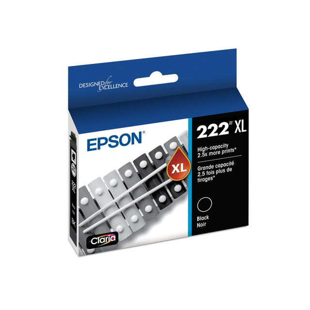 Compatible Epson models: Expression : Home XP-5200.   WorkForce:  WF-2960.  .  Meet your office output with the Epson Claria T222XL High-Yield Black Ink Cartridge. This ink cartridge is capable of producing sharp text to enhance the quality of your documents.  Produces sharp text.  Dries quickly.  Helps Avoid Waste - Designed for extended use, helping reduce or eliminate material use and potentially save money.  Recycling solution - designed to encourage recycling, helping you divert materials from landfill.