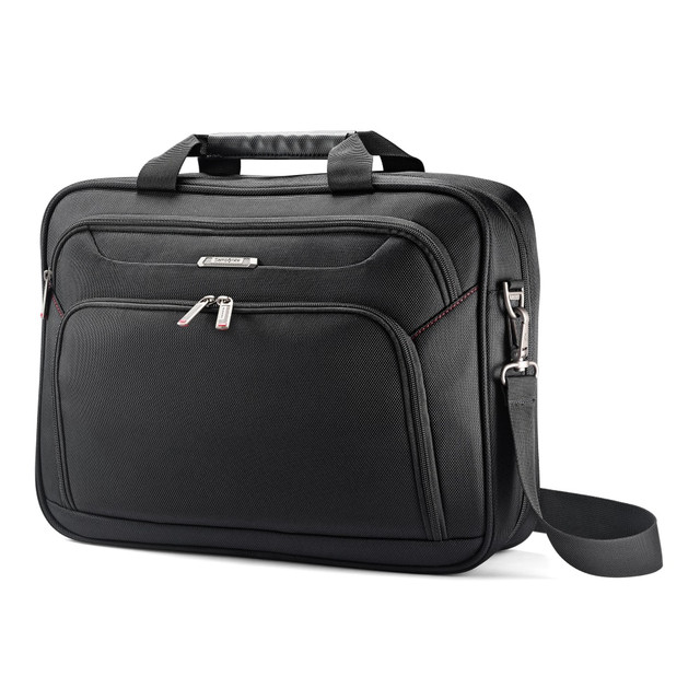 Enjoy the timeless, classic design of this briefcase. Its great for toting files and other essentials to and from work.  Made with 1680-denier ballistic polyester to withstand daily use.  Removable shoulder strap is padded for comfort.  File pockets help keep important documents secure.  Backed by the manufacturers 3-year limited warranty.