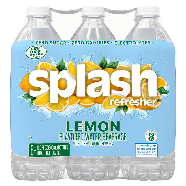Break free from boring with Splash Blast, a delicious range of fun, fruit-flavored water beverages for people who don't want to settle for boring. It is time to enjoy bold flavor options now with  electrolytes! Packed with bold fruit flavor, it's perfect for quenching your thirst and teasing your taste buds any time of day. And because it has zero calories & zero sugar, it's a guilt free refreshment option, making it the smart alternative to sugary or high-calorie drinks. So, say hello to deliciously fruity, guilt-free flavor. Grab a pack of your new favorite flavored water beverage and break free from boring with Splash Blast. Your body and taste buds will thank you. Available in a range of sizes to help with flavorful hydration throughout the day.  Splash Blast flavored water beverage is perfectly sized, in a convenient and recyclable plastic bottle, to help with everyday hydration  Mixed with refreshing fruit flavors to quench your thirst  Break Free from Boring: Available in a range of bold flavor options - Acai Grape, Lemon, Orange, Wild Berry, Pineapple Mango, Watermelon, and Raspberry  Guilt-Free Fun: Same great taste, now with electrolytes and zero calories, zero sugar - all of the fun, with all of the flavor!  The Smart Alternative to Sugary Drinks - a fun and refreshing choice  All The Fun You Can Handle: Grab and go to your groove with 8 fl oz, 16.9 fl oz, and 20 fl oz sizes, packed with fruity flavor for anytime refreshment  Water doesn't have to be boring. Do yourself a flavor and hydrate with zero sugar and delicious, Lemon flavored Splash Refresher  Splash Refresher has zero sugar for a guilt-free option, making it a craveable refreshiest alternative to other sugary or high-calorie drinks.  Quench your thirst and tease your taste buds any time of day  Try all of our amazing flavors: Acai Grape, Lemon, Orange, Wild Berry and Pineapple Mango  6 pack of 16.9 fl oz Splash Refresher flavored water bottles are perfectly sized, in recyclable* (This product may not be recyclable in your area) plastic bottles for on-the-go hydration  It's like water - but good  You may receive packaging with either appearance for a limited time.