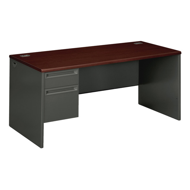 For a sturdy desking that will stand the test of time, the HON 38000 Series desk is the perfect solution.  Coordinate with a right return for a spacious L-shaped workstation (sold separately).  Pedestal features a locking file drawer and box drawer for supplies.  Backed by the HON Full Lifetime Warranty  SCS Indoor Advantage Gold certified - meets strict indoor air quality guidelines. Ranked in two tiers: Certified and Gold.  BIFMA level 2 certified - reduced impact from multiple eco-attributes and/or social attributes. Ranked in three tiers: level 1, 2, or 3.  Tested to meet ANSI/BIFMA Performance Standards - Manufacturer testing has been conducted on this product to meet specific performance requirements and safety standards set forth by the American National Standards Institute (ANSI) and the Business and Institutional Furniture Manufacturers.  This product is heavy and/or oversized and may need more than one person to handle.  Less harsh chemicals - made with fewer harsh chemicals, or safer chemicals than typical alternatives, helping  reduce your use of and exposure to substances that may be more harmful to your health and the environment.  Contains Recycled Content - See Specs for Details.