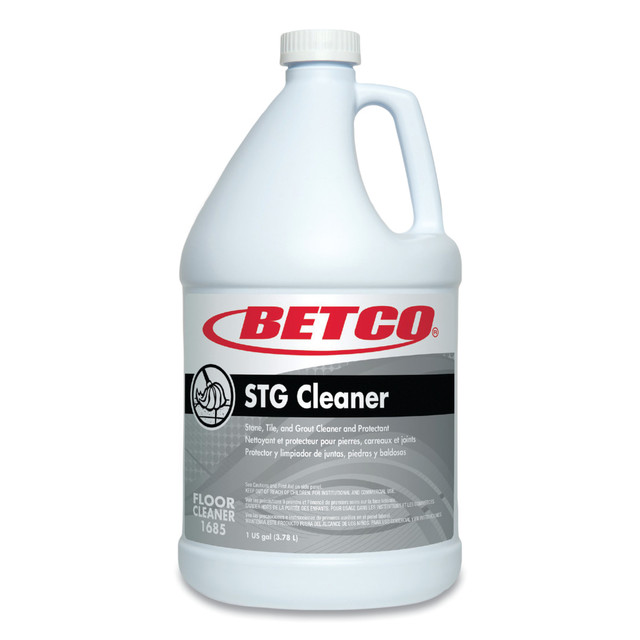 Keep all your surfaces clean using the Betco Stone, Tile, Grout Cleaner and Protectant. This cleaner keeps stone, tile and grout floors in retail spaces, bathrooms and kitchens sparkling clean. The proprietary formula of surfactants, emulsifiers and repellents penetrates and protects porous grout, tile and natural stone with every cleaning.  Cleans all types of stone, tile and grout floors in bathrooms, kitchens and retail spaces.  Proprietary blend of surfactants, emulsifiers and repellents penetrates and protects porous grout, tile and natural stone with every cleaning.  Easy Clean Technology continually protects floors from further stain and soils between cleanings.  Safe for daily use.  Ready to use, no dilution required.  Liquid cleaner in a bottle.