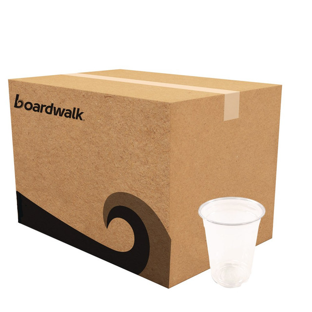 Take a drink with the Boardwalk Plastic Cold Cups. The PET plastic offers lasting use, while the ridges and thick rim provide a firm grip.  Made of PET plastic for durability.  Ridges and thick rim allow for firm gripping.  Translucent design provides a clear view of contents.