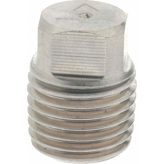 Merit Brass 3617DA-04 Pipe Square Head Plug: 1/4" Fitting, 316 & 316L Stainless Steel