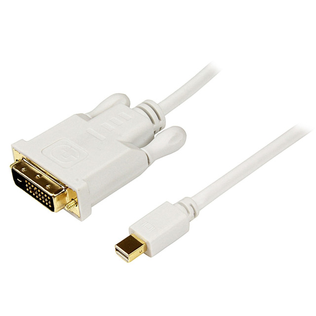 Connect a DVI display to a Mini DisplayPort-equipped PC or MAC over a short 3 foot distance, with a tidy installation - White. The MDP2DVIMM3W Mini DisplayPort to DVI Adapter Cable lets you directly connect your Mini DP video source (such as any of your MacBook or Microsoft Surface Pro devices with mDP) to a DVI monitor, projector, eliminating the expense of having to upgrade to a Mini DisplayPort-capable monitor. The adapter cable is 3 feet (1 m) in length, and features male-to-male connectors, allowing you to connect your Mini DisplayPort source directly to a DVI display with no additional cabling required. Compatible with Intel Thunderbolt, when connected directly to a supporting DisplayPort over Thunderbolt I/O port, the adapter supports resolutions up to 1920x1200 (WUXGA). MDP2DVIMM3W is a passive adapter that requires a dual-mode DisplayPort port (DisplayPort++), meaning that DVI and HDMI signals can also be passed through the port.